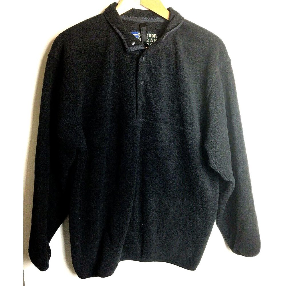 Men's Size L Large Outdoor Urban Terrain Black Snap Pullover Soft Fleece Jacket